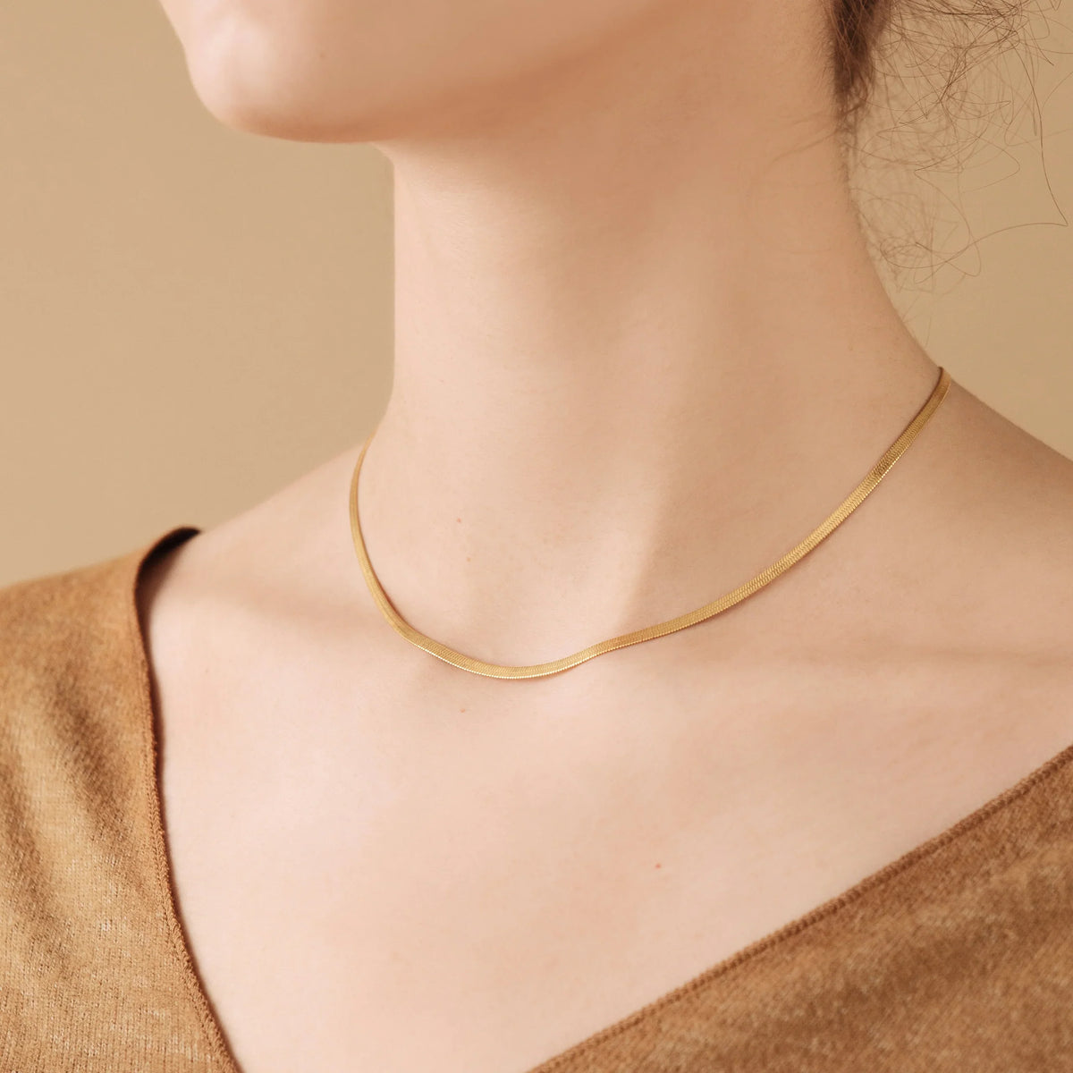 Herringbone Necklace in gold