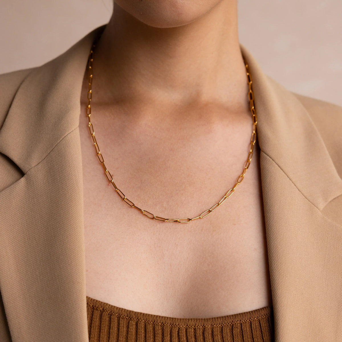 Paperclip Chain Necklace in gold